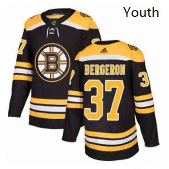 Youth Adidas Boston Bruins 37 Patrice Bergeron Authentic Black Home NHL Jersey